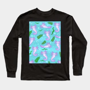 Purple axolotls pattern Long Sleeve T-Shirt